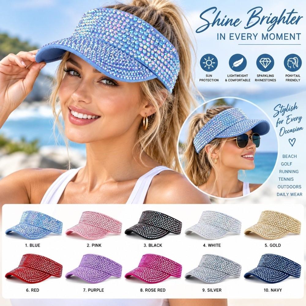 Rhinestone Decor Rhinestone Sun Visor Hat Shiny Top Hat Visor Bling Baseball Cap City Walking