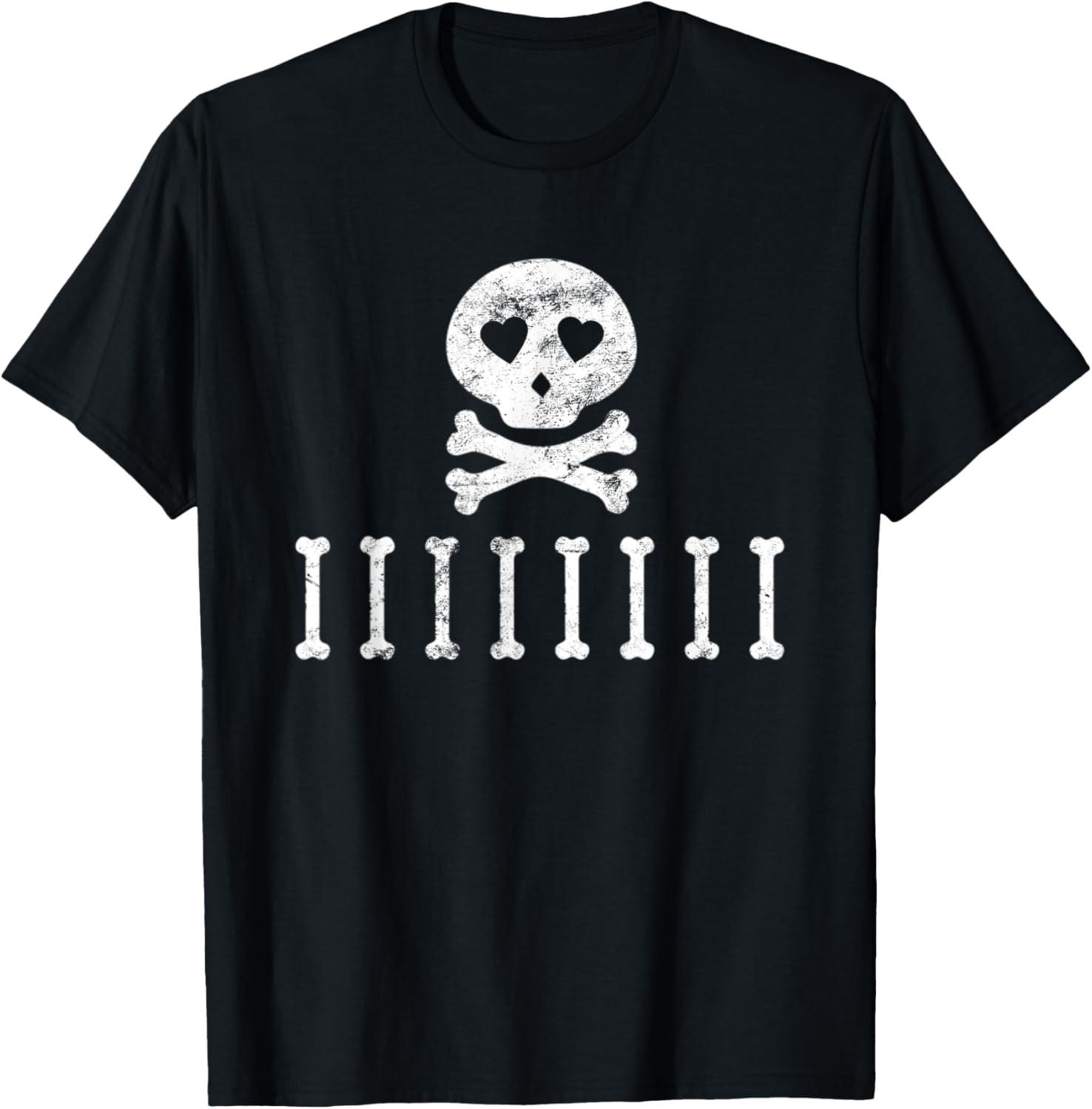 Skull & Crossbones Heart Eyes Emo Punk Goth Novelty T-Shirt S разноцветный