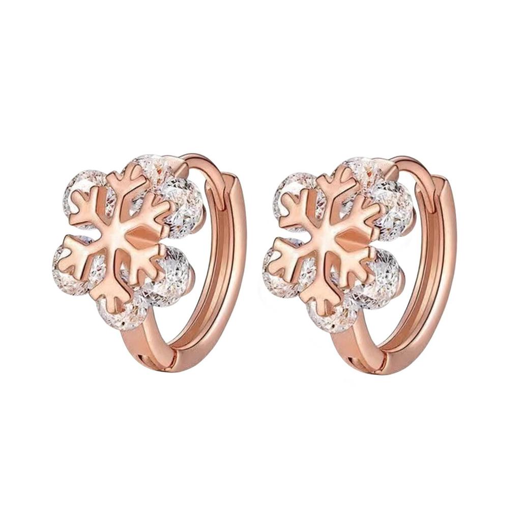 Minimalistische Schneeflocken Zirkon Ohrklemmen im koreanischen Stil für Damen - Süße Weihnachts-Modeohrringe