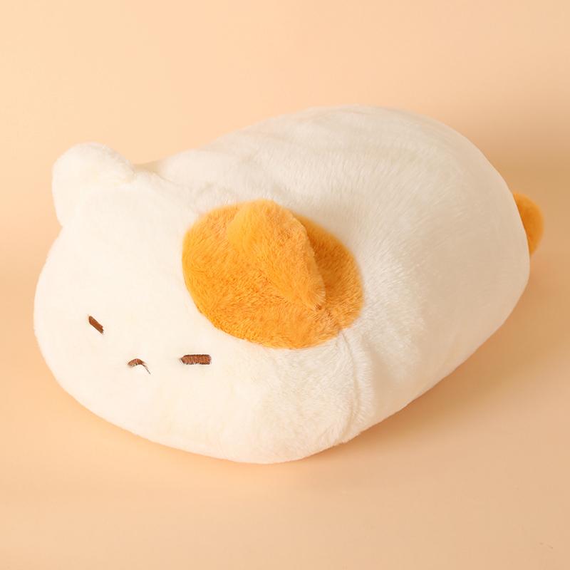 Oreiller en Peluche Chat Rond de 45cm Fourré Chaton Gris Orange Noir Animal Long Oreiller Compagnon de Sommeil Cadeau d'Anniversaire 45cm