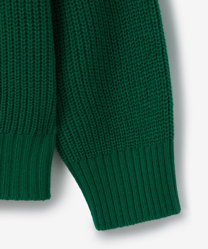 BLOND9 Half Zip Rib Knit Top_Green