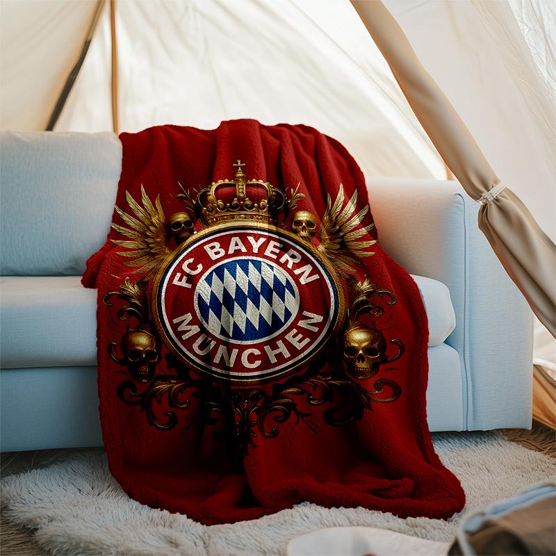 FC Bayern München logo printed throw blanket—soft,warm;versatile blanket for all seasons—perfect as &air-conditioning throw,nap blanket