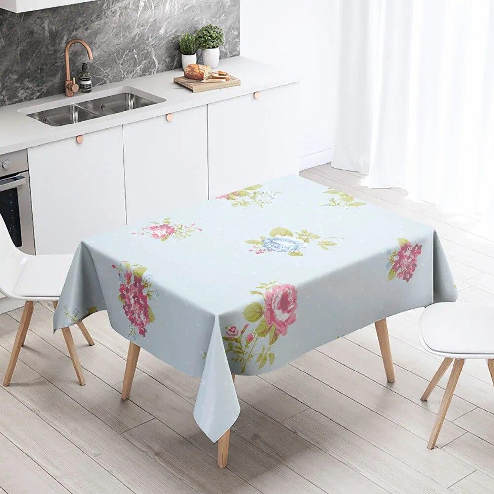 Kat Floral Tablecloth Home Decoration Anti-fouling Waterproof Dining Table  Rectangular Kitchen Fireplace Countertop