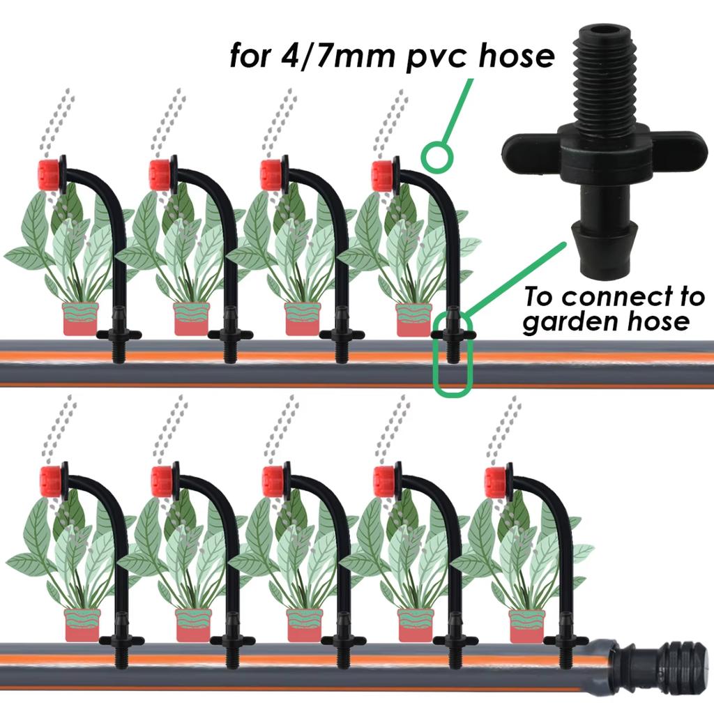 Barbed Connectors Irrigation Fittings Drip Irrigation Barbed Connectors 4/7mm Tubing Fittings for Flower Pot Garden Lawn