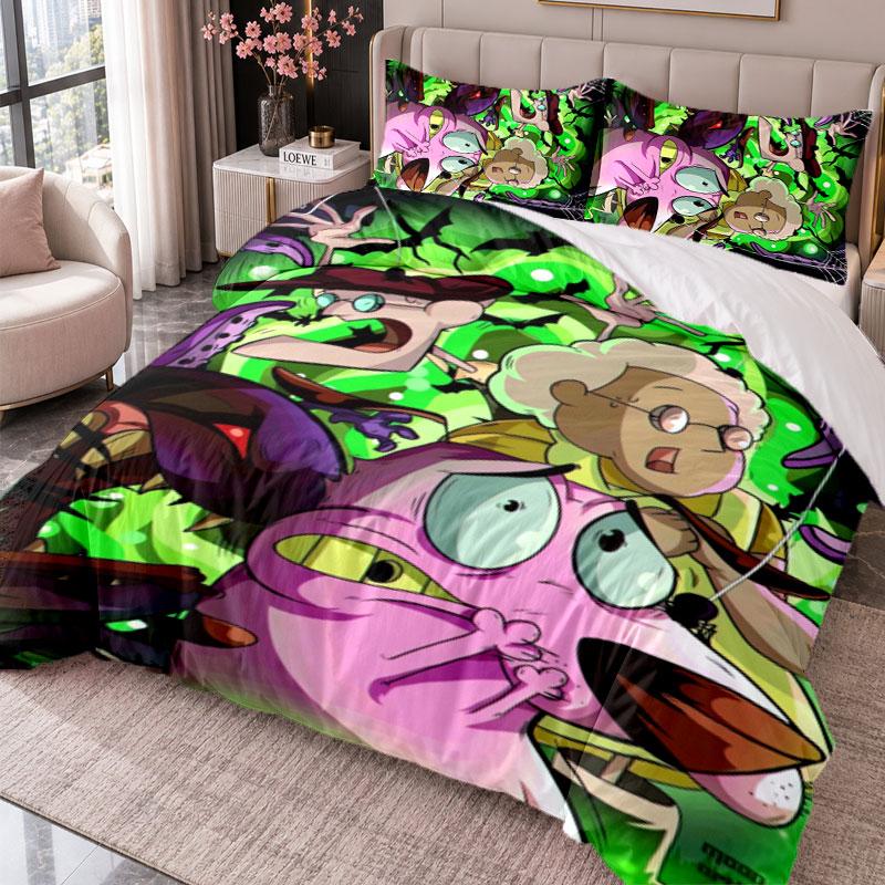 Courage the Cowardly Dog 3Pcs Bedding Set Duvet Cover With Two Pillowcases For Bedroom Home Decoration