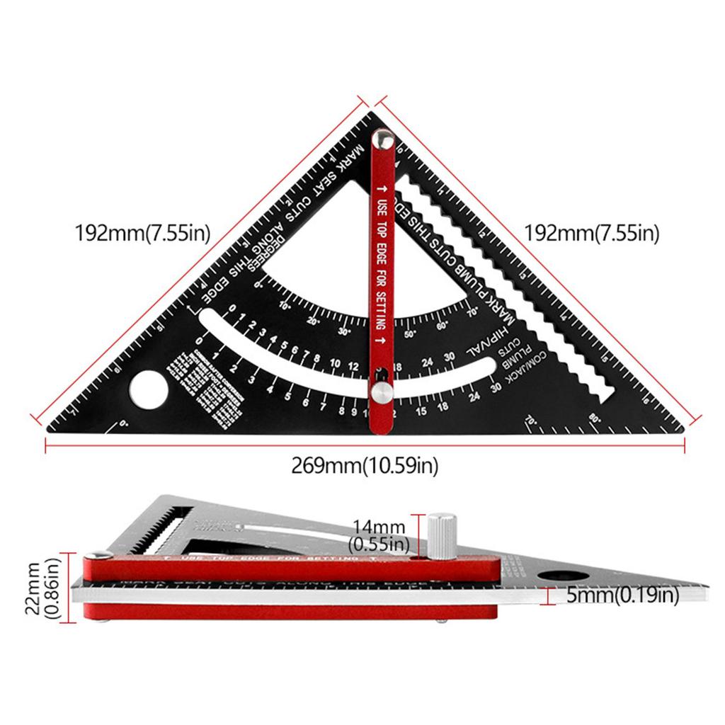 Carpenter Square Woodworking Measurement Tools Rafter Framing Square 7.5inch Layout Tool Adjustable Combination Square