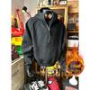 Herren Trendy Herbst Schwere Kapuzenjacke mit Stehkragen und halbem Reißverschluss mit Samtfutter