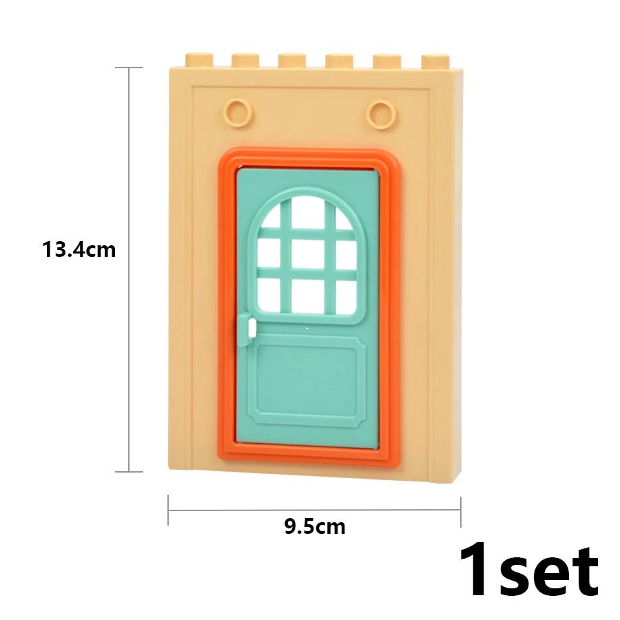 Big Size Building Blocks House Furniture Assemble Wall Fence Roof Door Window Construction Large Bricks Toys Compatible Duploes