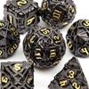 7 Pcs Black Yellow Stripe Metal Dice Solid Metal Polyhedral Dice Set Suitable for Role-Playing RPG  Board Game Card Game