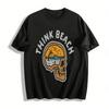 Vintage Beach Skull Print Casual Tee Vacation Style Loose Breathable Top Pure cotton T-shirt