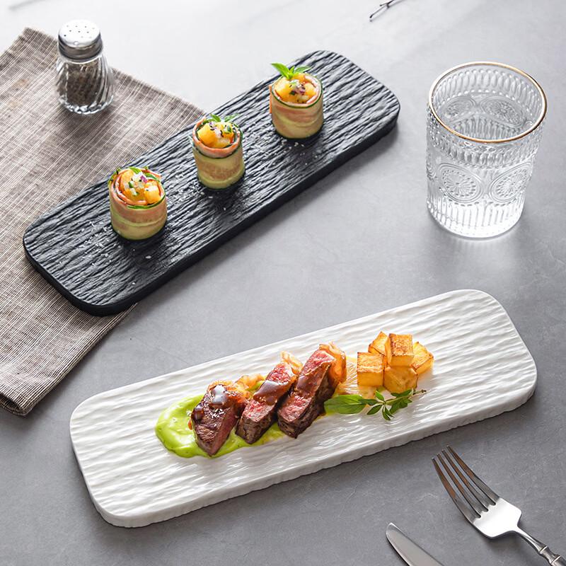 Abay Underglaze Rock Pattern Rectangular Ceramic Dinner Plate