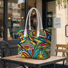 Colorful Stained Glass Style Tote Bag for Daily Outdoor Shopping Use
