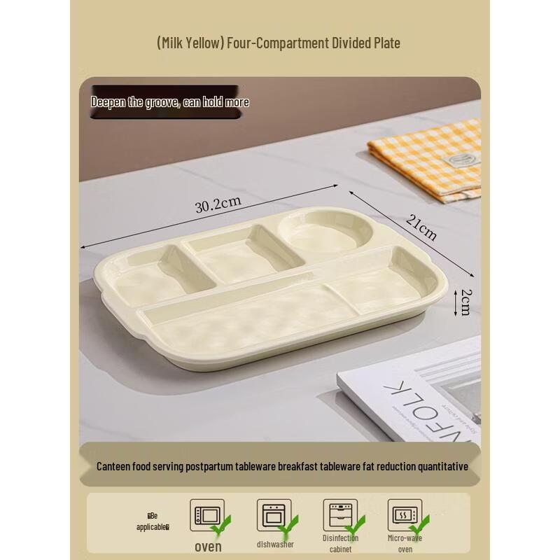 HANDUNYOU 4-Compartment Ceramic Meal Plate