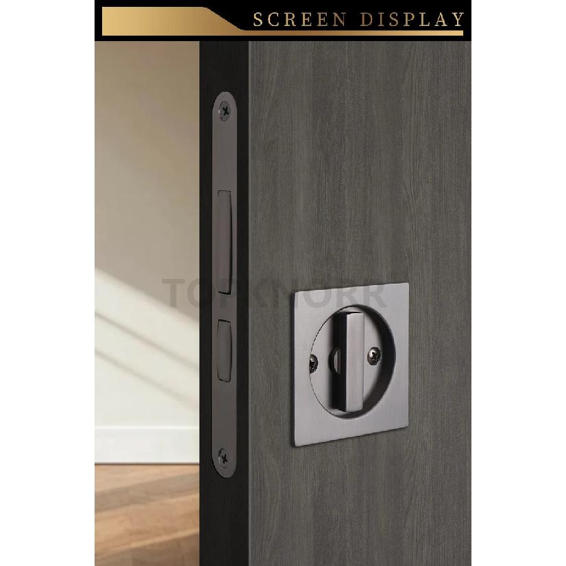 Square Pocket Door Lock Left and Right Sliding Door Lock Invisible Door Handle Bedroom Sliding Door Hook Lock Embedded Safety
