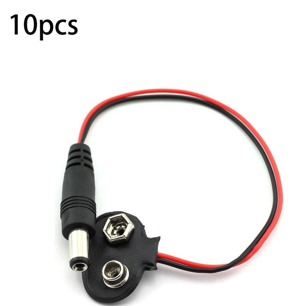 10pcs T-type Male DC Plug 5.5*2.1mm DC Power Plug Professional Battery Snap Electronic Projects