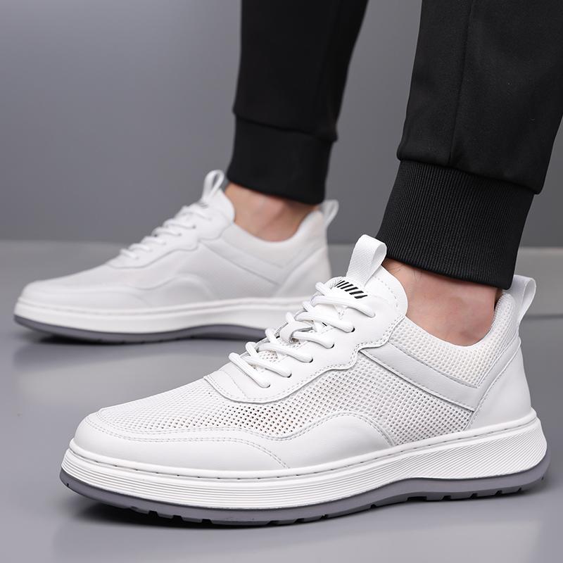 Men's Summer Hollow Breathable Mesh Anti Slip Casual Sports Shoes with Thick Soles, Comfortable and Versatile Base Fashionable