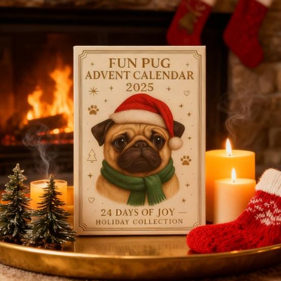 Pug Dog Advent Calendar 2025 24 Days Christmas Ornaments Cute Pug Hanging Decorations for Tree Funny Holiday Gift for Dog Lovers