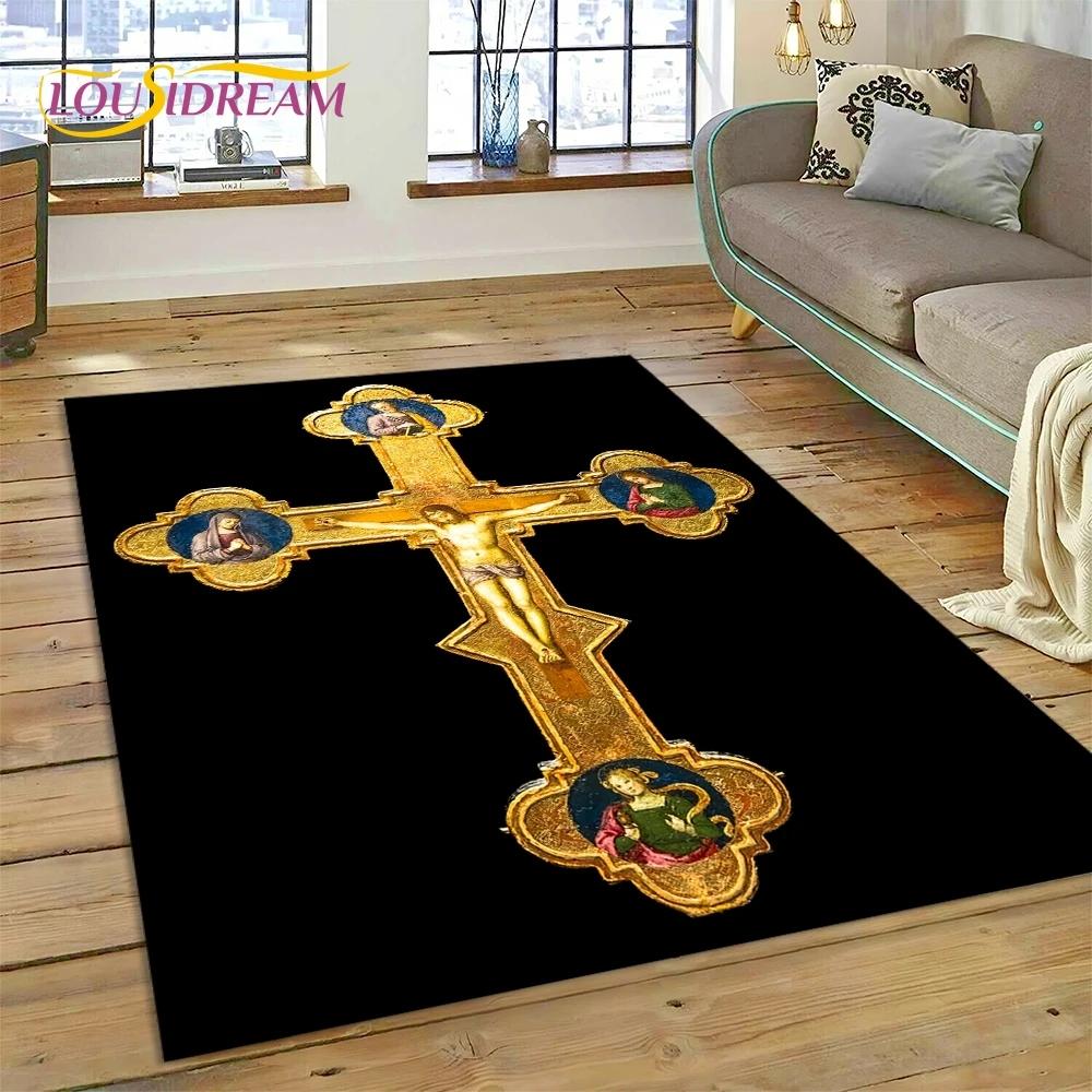 New 3D Pray Holy Bible Cross Jesus Carpet Rug for Bedroom Living Room Home Sofa Decoration,Children Game Large Decor Floor Mat