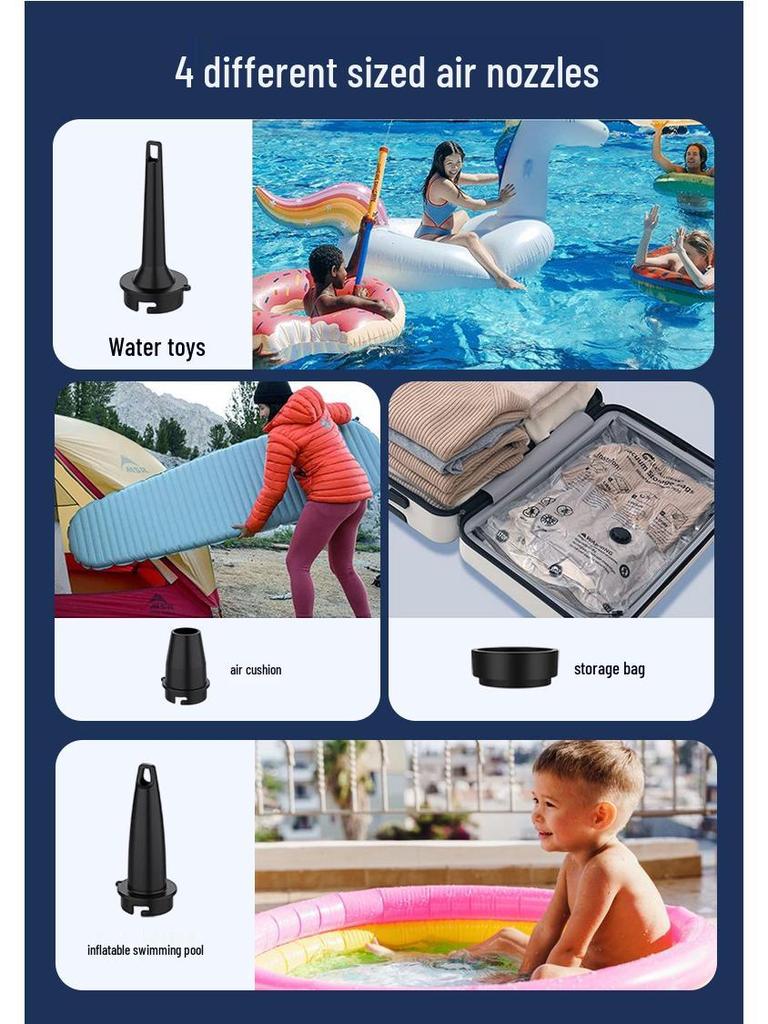 Przenośna pompa elektryczna do pontonów, materacy i kółek do pływania