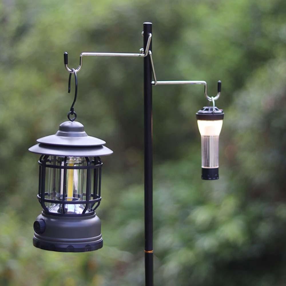 Polyester Folding Lamp Stand Adjustable Portable Lantern Holder Camping Lamp Rod Travel