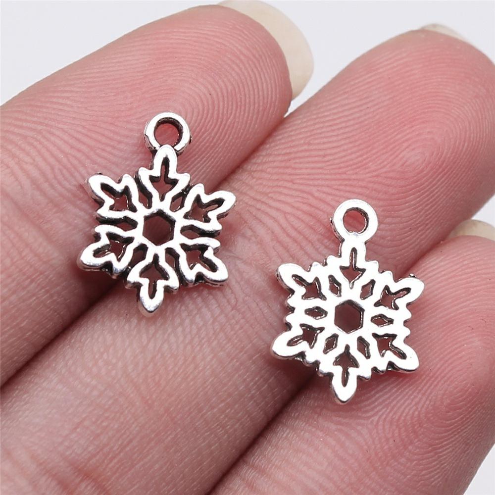 20 Stück Metall Zinklegierung Gemischte Größen Schneeflocken Anhänger Passend für Schmuck Weihnachtsanhänger Komponenten DIY Handgemachtes Basteln