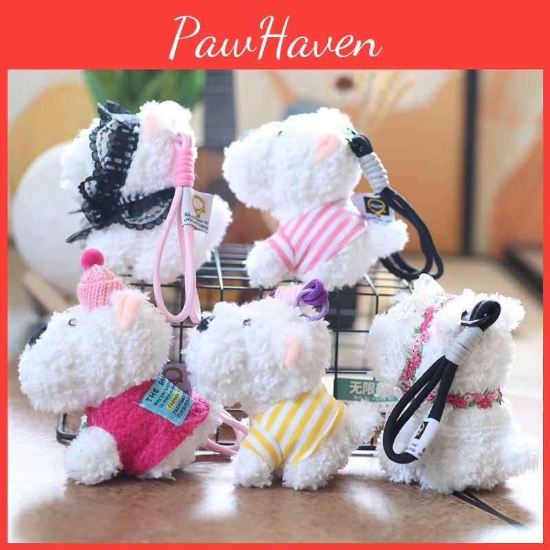 West Dog Highland Plush Keychain Backpack Decor Pendant Gift For Girls Children