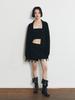 HALF DEVIL US Knit V-Neck Collared Cardigan_Black
