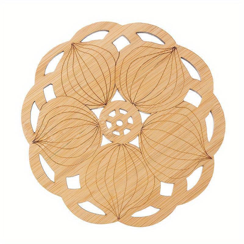 Kreative Lotusblumen-Getränkeuntersetzer aus Holz, rund, Tassenunterlage, Tischset für Tee, Kaffeetasse, Tischset, Heimdekoration, Küchenzubehör