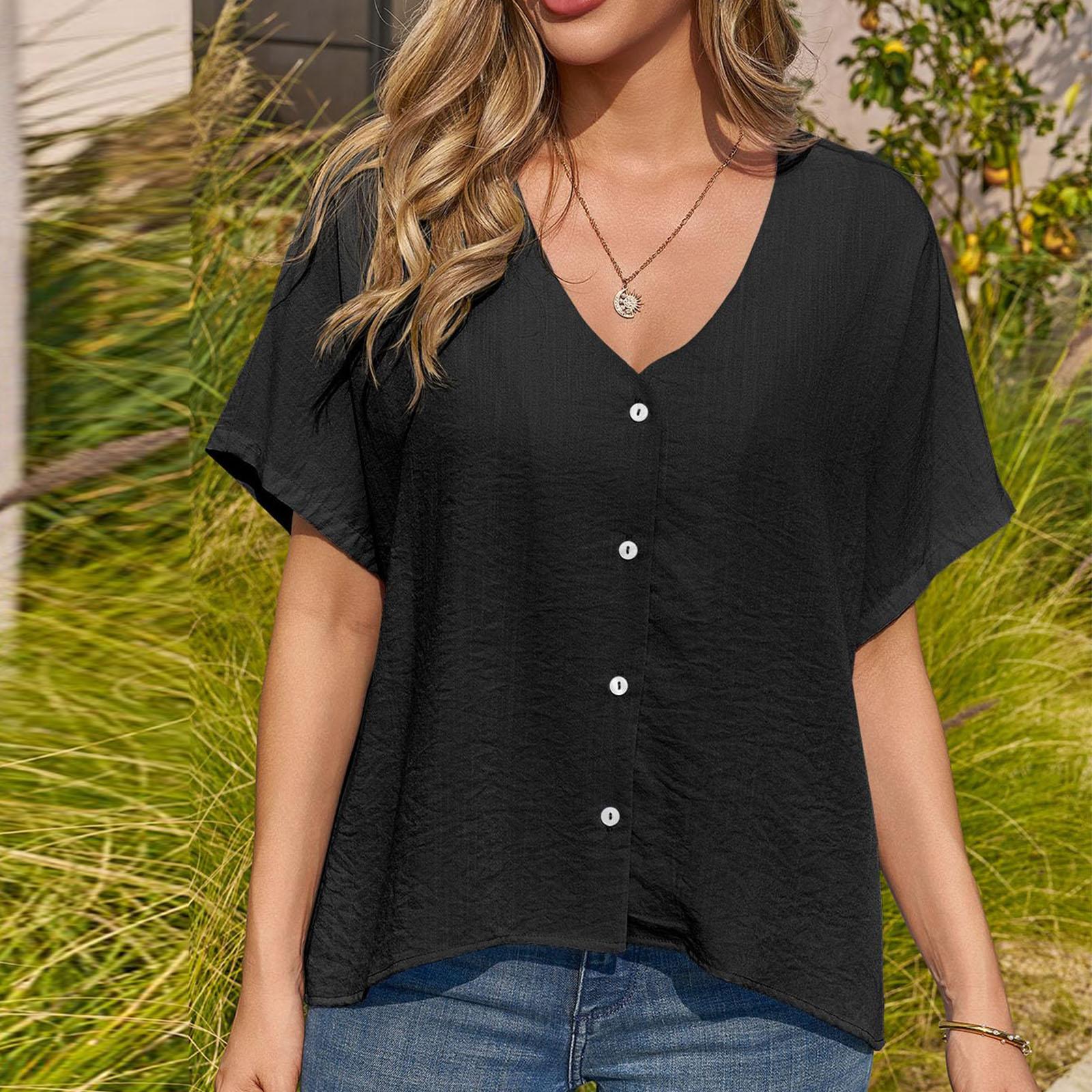 

Женская блузка Модная и повседневная футболка Топ L чёрный