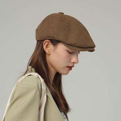 Sommer-Retro-Barett im koreanischen Stil aus Leinen für Damen & Herren - Vielseitiger dünner Schirmmützenhut, Trendig für Herbst & Winter