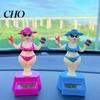 Relaxing Driving Toy Solar Car Dashboard Decoration, Cute Beach Girl Swing Eco-friendly Ornament Ornament, Couple Style Dancing Figure for Vehicle