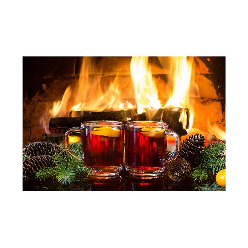Christmas Fireplace Photography Backdrop Xmas Tree Stocking Photo Background Props for Holiday Family Portrait Studio Shoot Video Party Decor