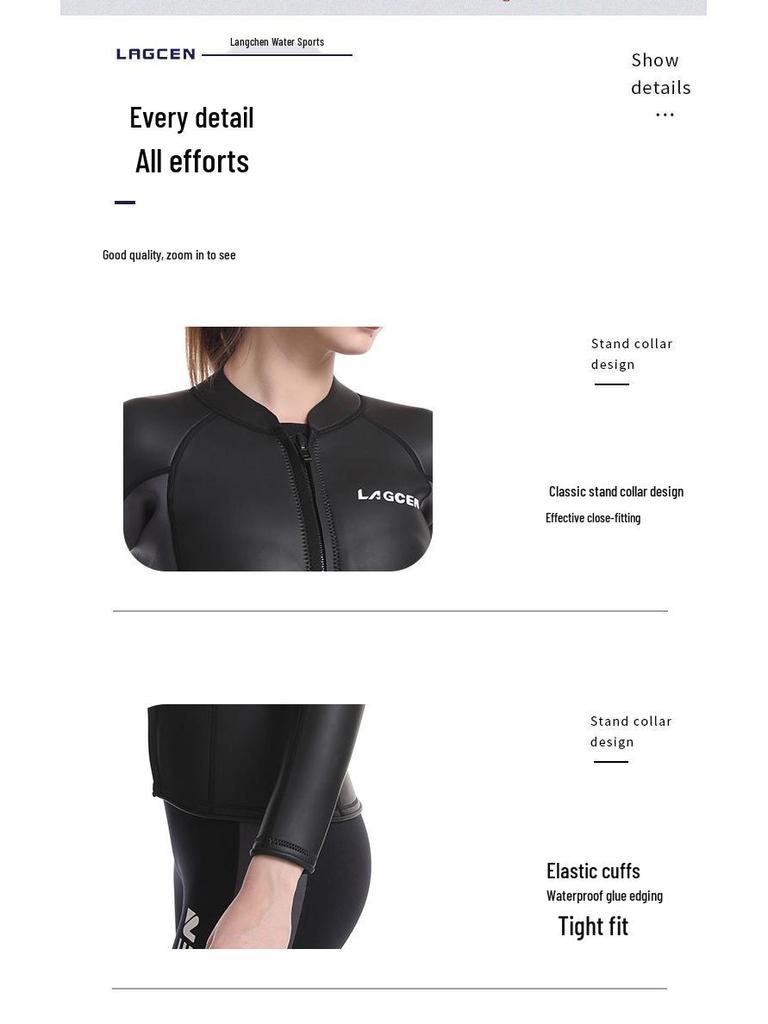 LAGCEN Combinaison d'hiver super élastique 2,5 mm résistante au froid pour la natation et la plongée