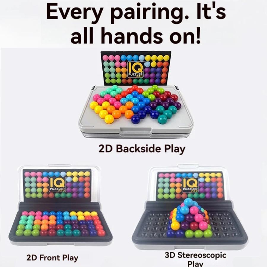 120 Challenges IQ 3D Puzzle Board Game Classic Pyramid Plate Pearl Logical Mind For Children Pyramid Beads Montessori Toys Gifts