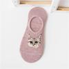 5 Pairs Cat Pattern Dark Floral Socks - Concealed Low-Profile, Slip-Resistant Heel, Charming Kitty for Year-Round Wear