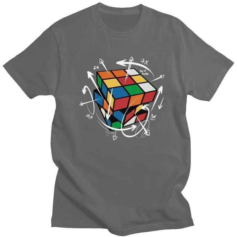 Rubik's Cube Math Formula Graphic Tee for Unisex Slim Fit Casual T-Shirt Geek Gift