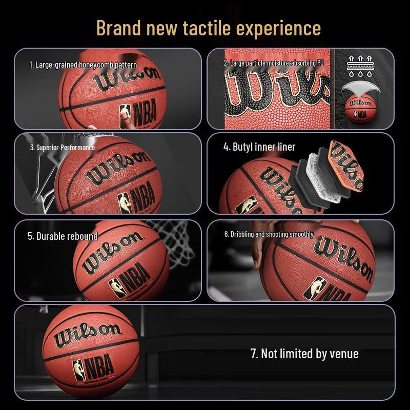 Wilson NBA ETERNAL PLUS Size 7 Moisture-Wicking PU Basketball