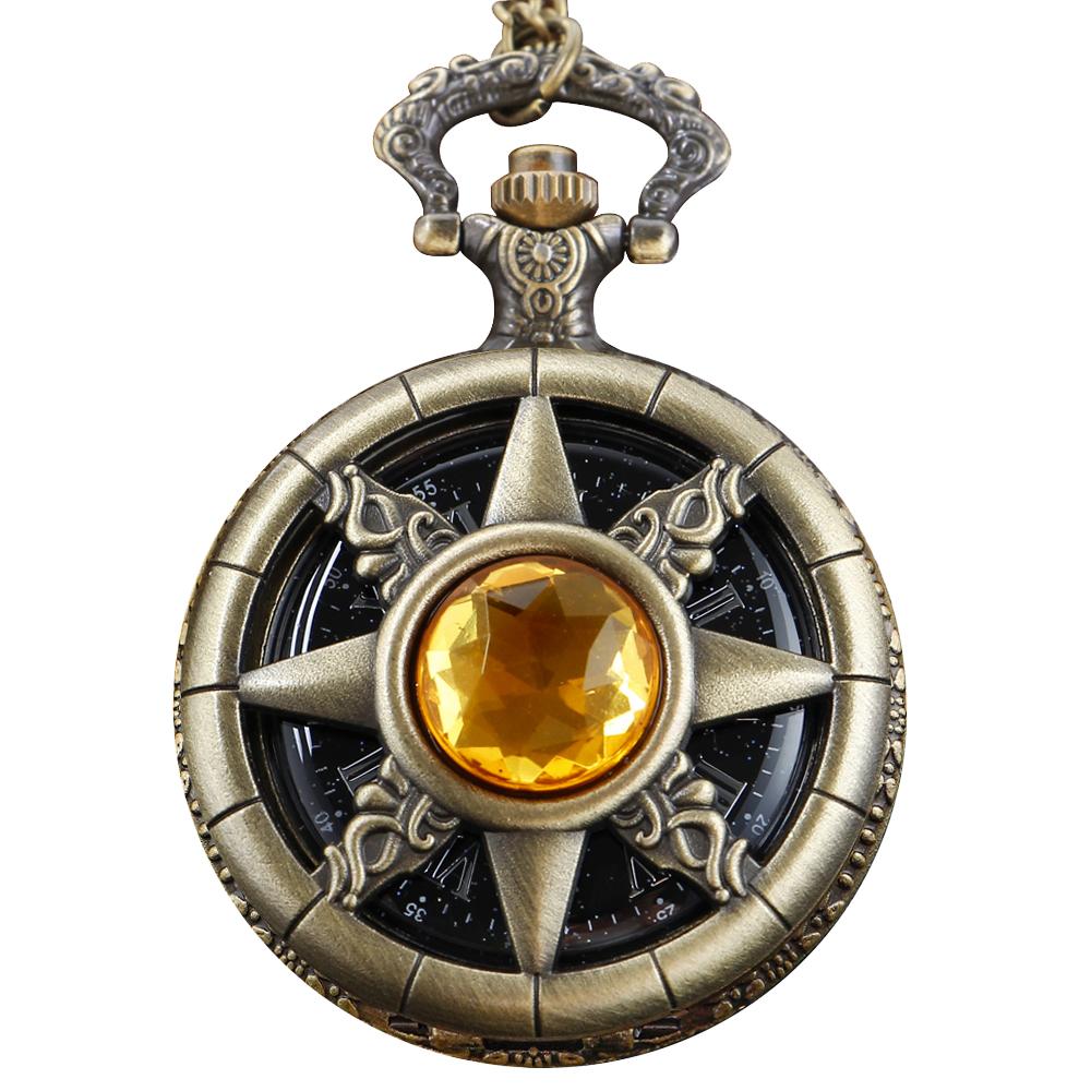 

Yellow Magic Five pointed Star Men s and Women s Quartz Pocket Watch Retro Fashion Necklace Pendant Student Festival Gift