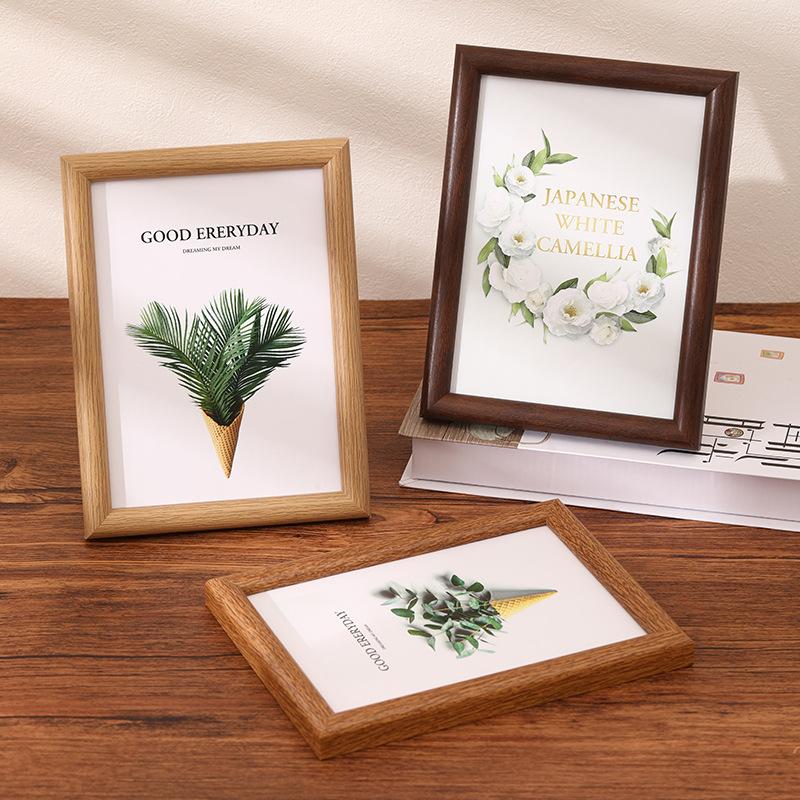 6/7/8/10 Inch A4 Photo Frame Arc Simple Wooden Density Board Back Panel for Home Bedroom Living Room Tabletop Photo Wall