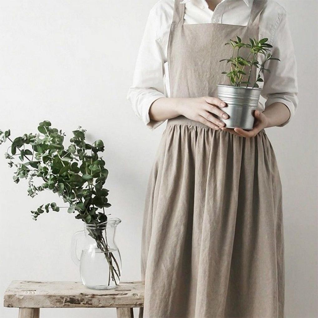 Cotton Linen Aprons Excellent Comfortable To Wear Women Kitchen Cooking Women Kitchen Cooking Aprons