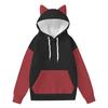Women's Fashion Long-Sleeved Color-Blocked Printed Hooded Sweatshirt With Ears