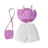 Summer Girls Three-dimensional Flower Suspender Bow Short Skirt Small Bag Set