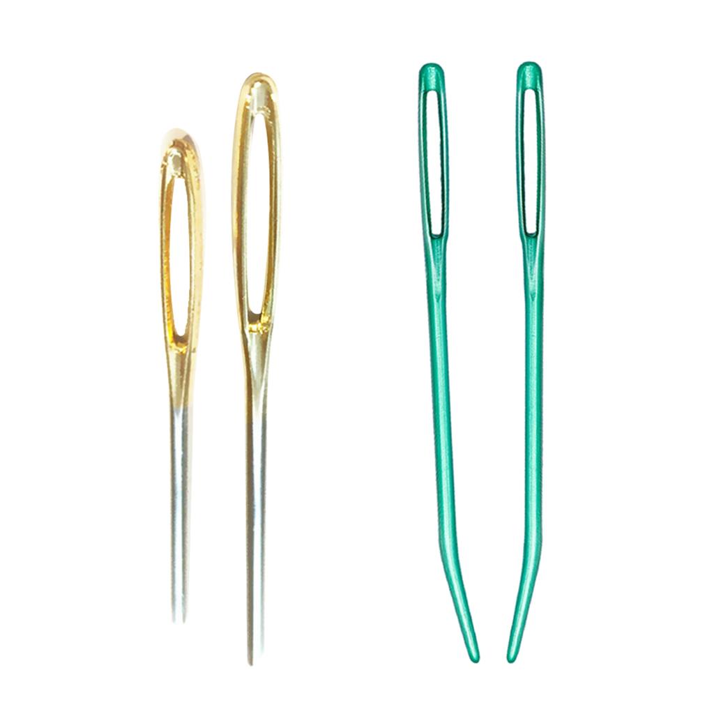2 Pieces Aluminum Darning , Sewing with Large Eye And Curved Tip, Knitting 2x Big