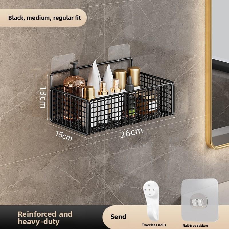 Modern Minimalist Bathroom Wall Shelf With Carbon Steel Material For Storage And Organization