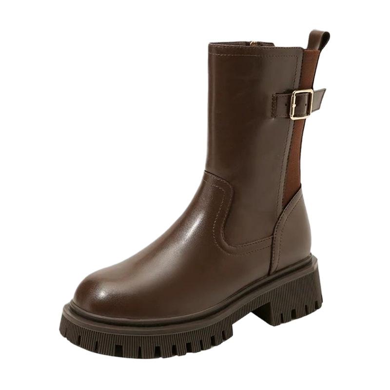 Mode Retro Zigarettenstiefel Damen Beliebte Herbst- und Winter Beliebte Kleine Kurze Stiefel Damen Ausländische Kleine Stiefeletten