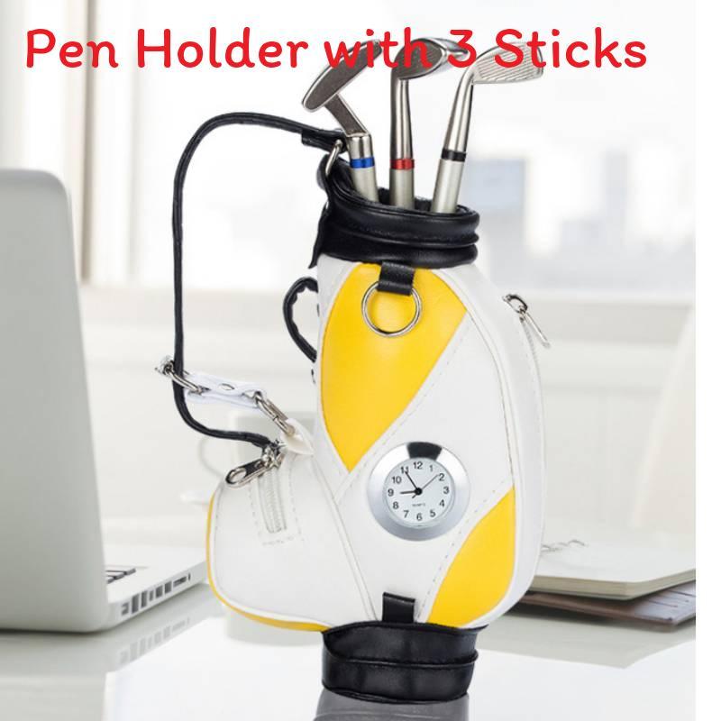 Golf Ball Shape Pen Holder With Zinc Alloy Material For Office Desk Decor And Gift
