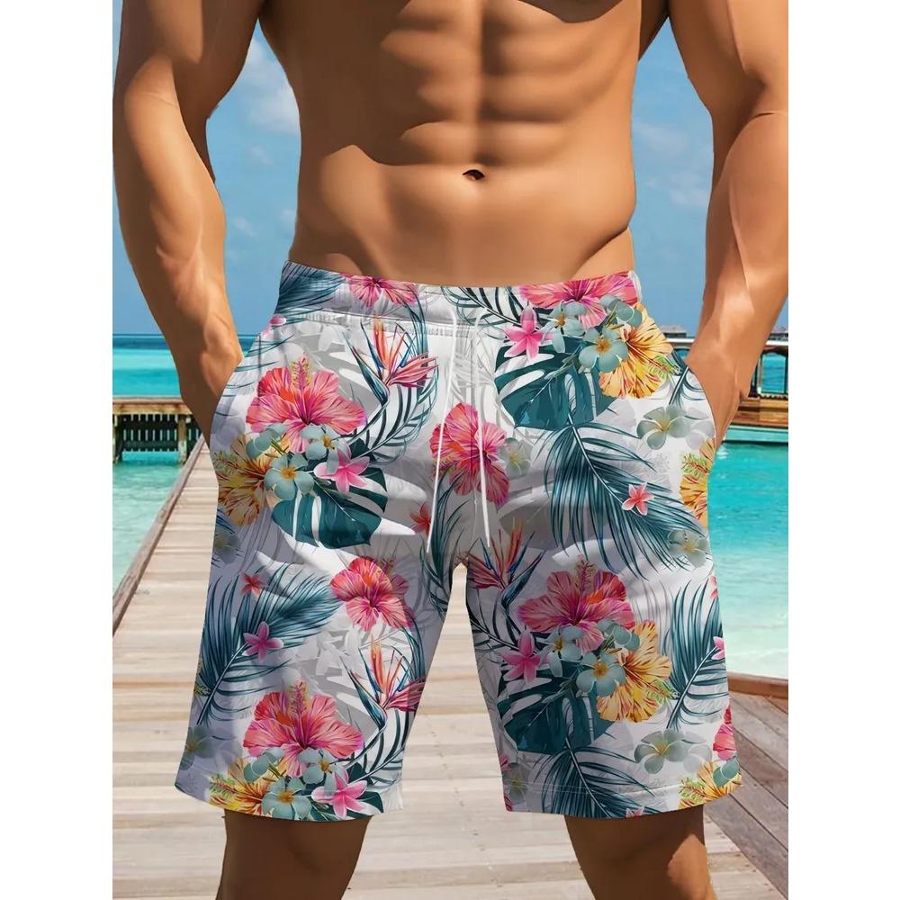 Summer Men's 3D Printed Beach Pants Fashion Versatile Breathable Trend Casual