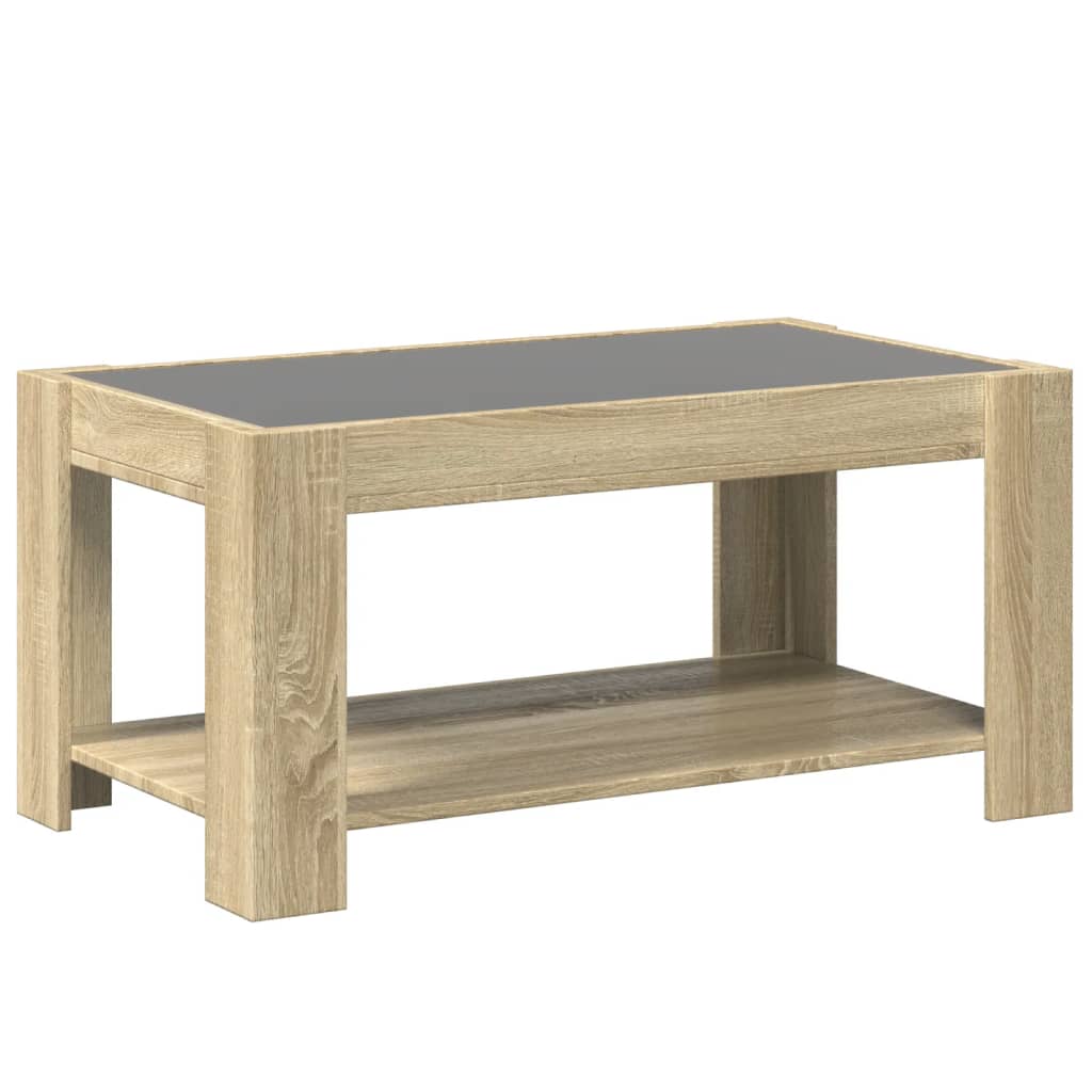 LED Coffee Table in Sonoma Oak 93 x 53 x 45 cm Particleboard