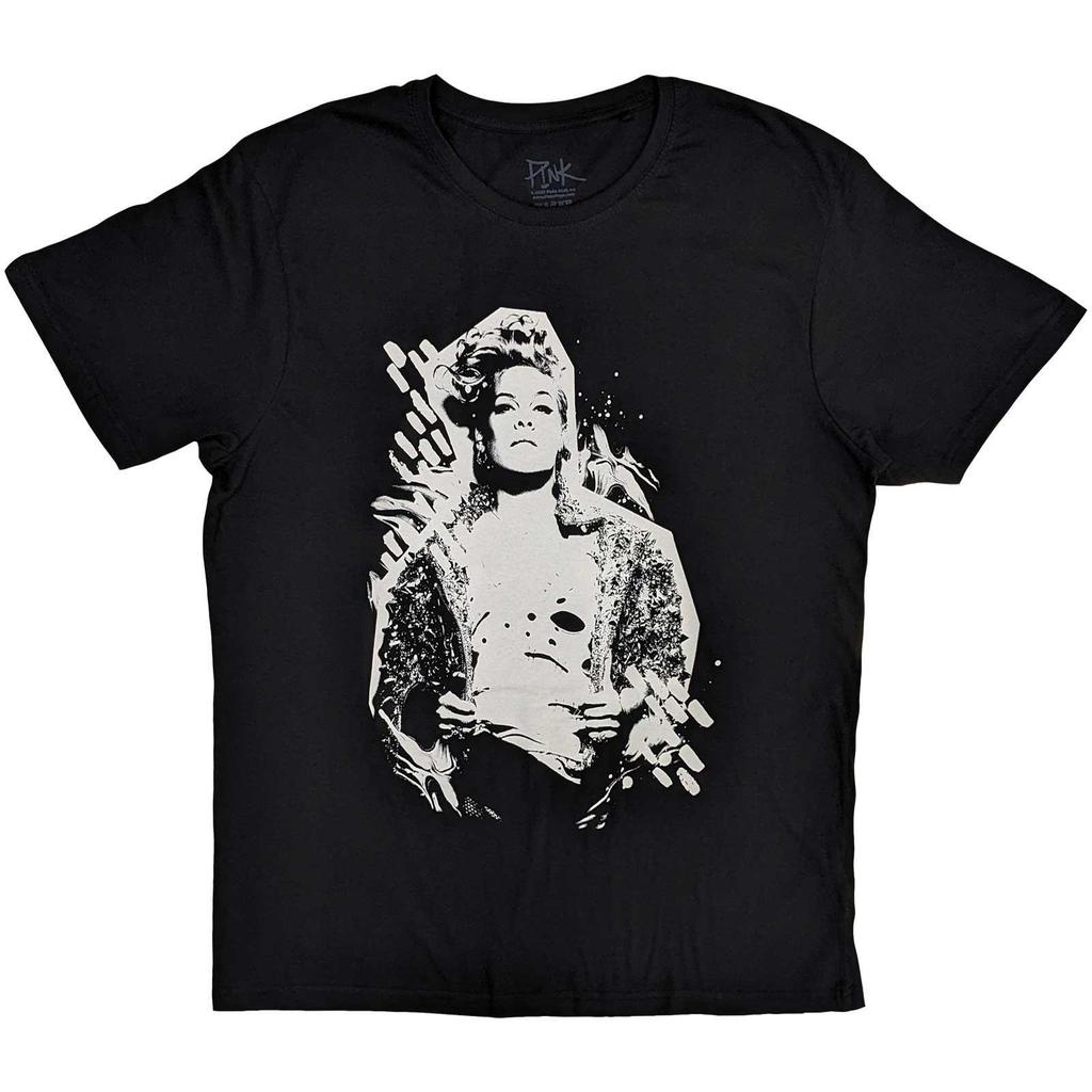 Pink Unisex Adult Painted Effect Cotton T-Shirt