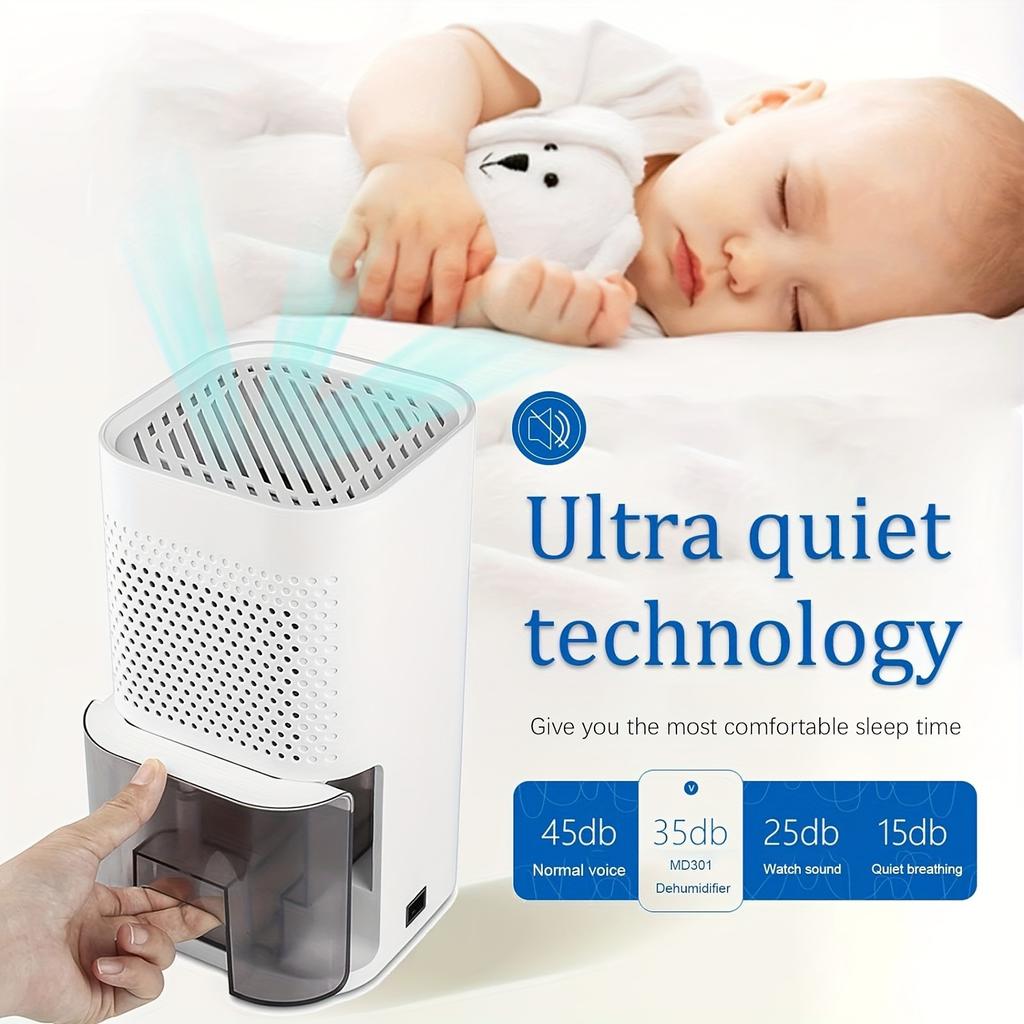 850ml Luftentfeuchter mit Basis-Luftfilter Ft Tragbarer Kleiner Luftentfeuchter Auto-Aus-Schutz Feuchtigkeitskontrolle für Zuhause Büro